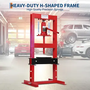 6 Ton Hydraulic Shop Press, Hydraulic Press H-Frame Garage with Movable Plates, Shop Press Adjustable Working Table Height, for Car Repair and Garage, Red