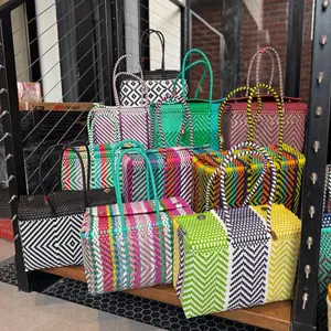 XLarge Handwoven Tote Bag ,Handwoven Recycled Plastic Bag, Handmade Woven Purse , Bolsa Tejida a Mano de Plastico , Hecha en Mexico, meaningful gifts