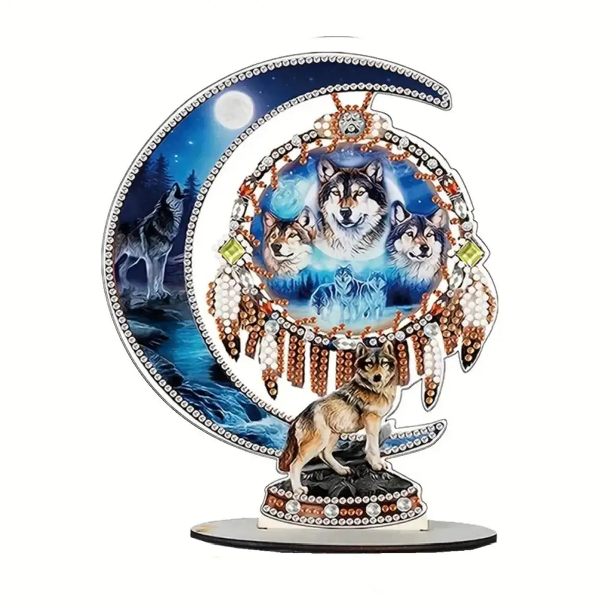 Crystal Diamond Arts Painting Kit, Wolf Pattern DIY Diamond Arts Painting without Frame, Handmade Art Crafts for Home Office Decor