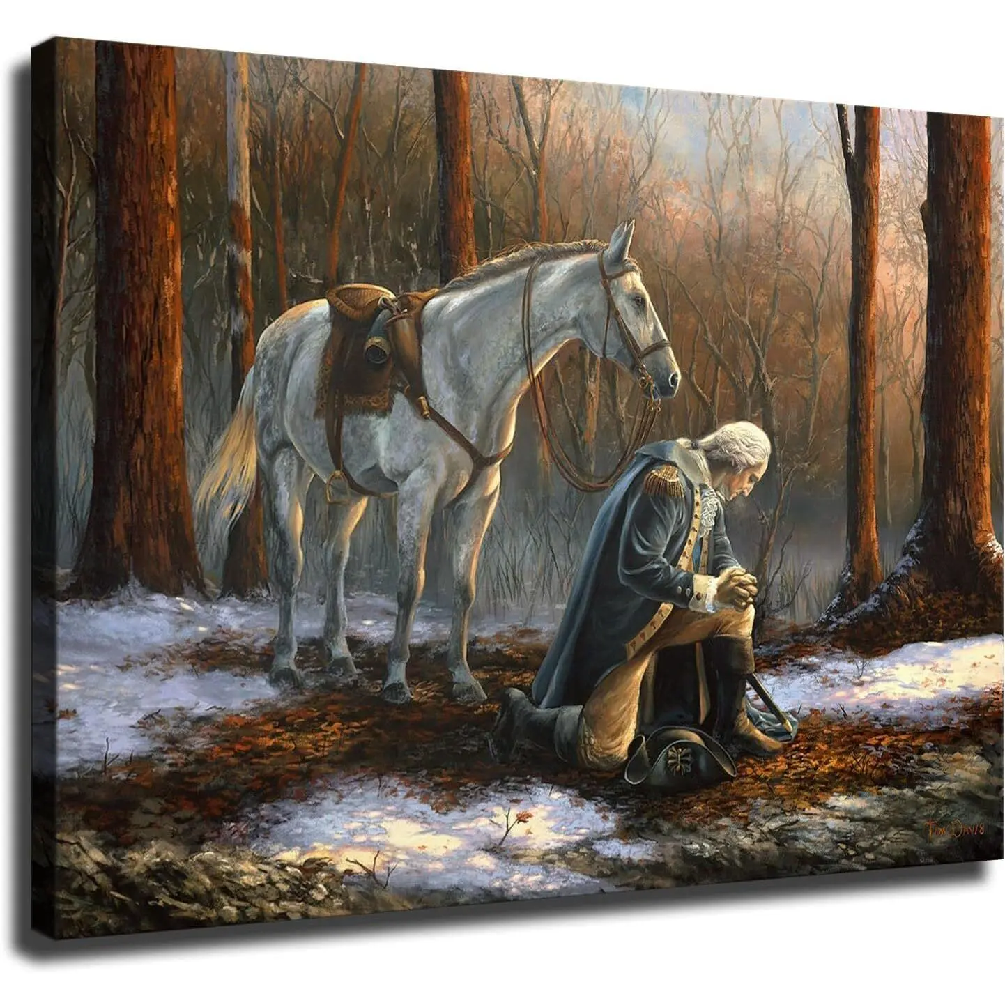 George Washington Praying In The Snow Poster Canvas Print Painting Picture Wall Decor Decoration Room Ornaments Photo Artistic