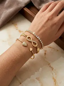 3-piece set of love infinite symbol synthetic zircon bracelet set personalized fashion women's bracelet, gold-plated craftsmanship, mother plot, Valentine's Day gift, Stackable Bracelets