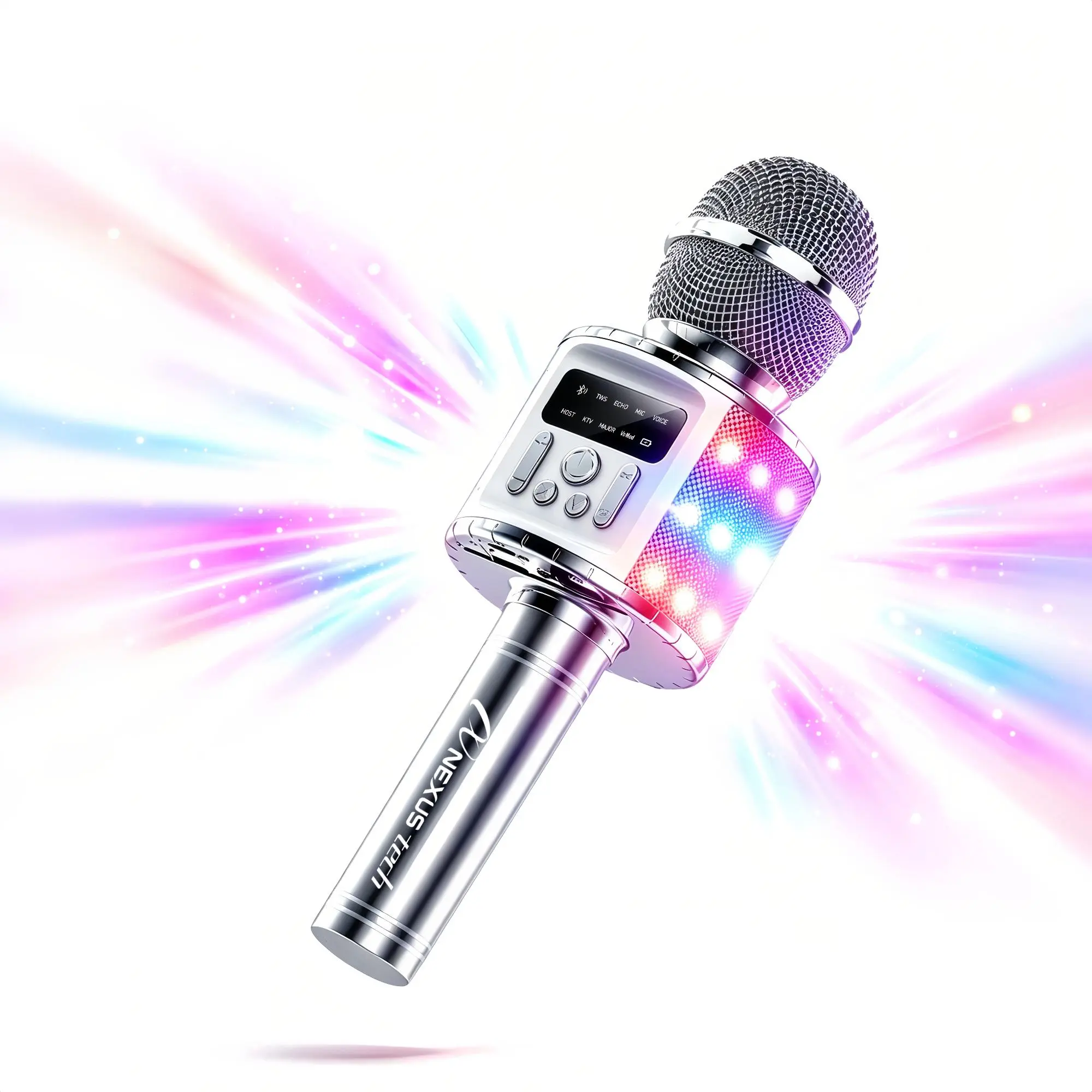 Q9Max RGB Party Karaoke Microphone with Speaker, Wireless Bluetooth Mic with Voice Changer, 5 Fun Voice Effects, HD Display, TWS Dual Karaoke, Portable Rechargeable Mic for Birthday Parties, Group Singing & Social Fun