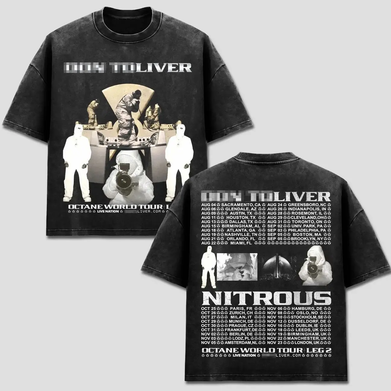 Donny Toliver T-Shirt, Octane World Tour Leg 2 Tee, Nitrous Concert Merch, Octane Tour Live Nation Hip Hop Graphic Top, Hardstone Psycho Vintage Bootleg Gear, Retro Acid Washed Apparel, US Unisex Casual Oversized Heavyweight Outfits Washed Black 7UR