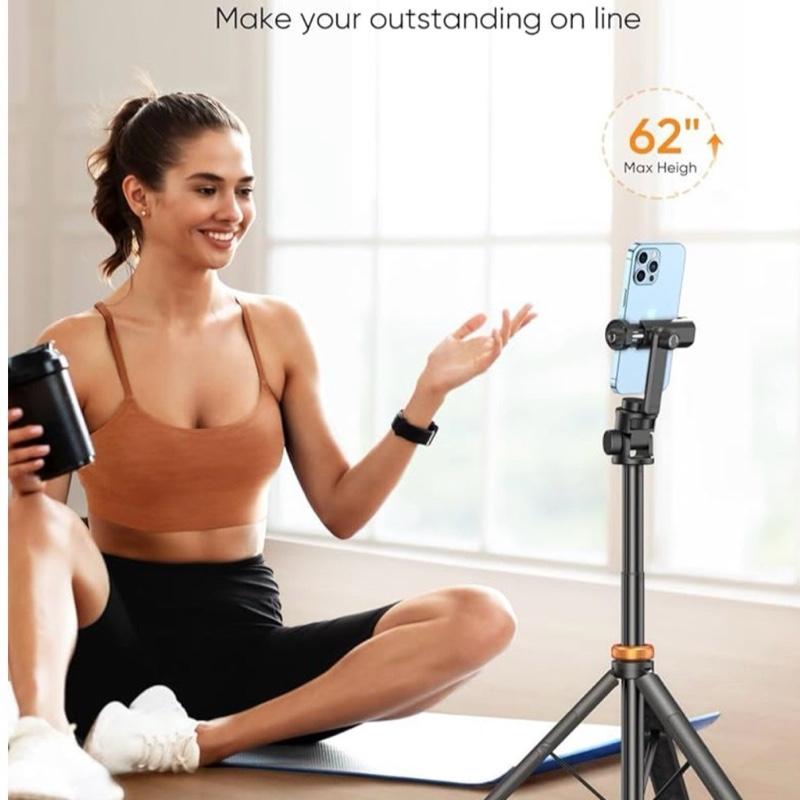 61" Phone Tripod for iPhone/Android & Selfie Stick with Remote, Upgraded Stand, Compatible with iPhone 16/15/14/13, Travel-Friendly & Stable