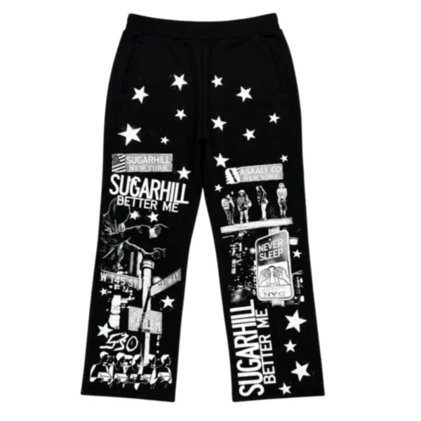 ASSAAAli Vintage Graphic Wide Leg Sweatpants Unisex Relaxed Fit Casual Streetwear Lounge Pants Soft Fleece Athletic Bottoms