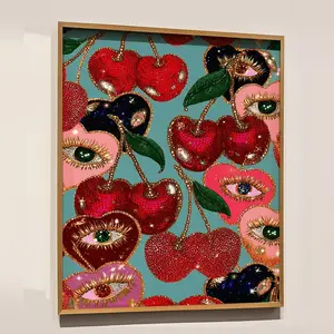 [ Sale Up To 40%] Cherry Poster Funky Print Maximalist Glam Art Eclectic Fruit Poster Eye Themed Print Kitchen Dopa Minimal Posters (No Frame)