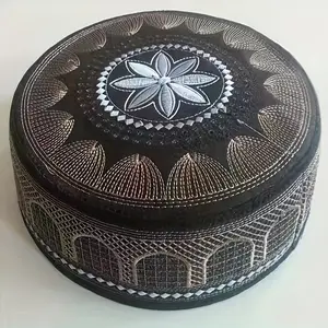 1pc Traditional Muslim Prayer Cap, Middle Eastern Arab Kufi, Breathable Polyester, Hand Wash Only, Toggle Closure - Available in Black, White, and Beige