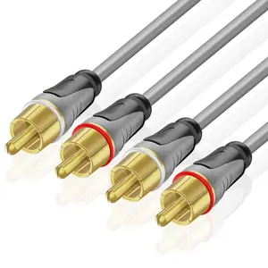 RCA Audio Cable - 2 Channel RCA Male to Male Red White Audio Cable - Gold Plated Dual Shielded 2RCA Stereo Wire Cord Connector for Amplifiers, Car Audio, Home Theater, HDTV, Speaker, 15 ft