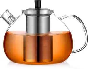 67oz XL Large Glass Teapot with Infuser Stovetop Safe,  Pots for Loose  Glass, Glass  Kettle for Stove Top, Clear Teapot with Strainer for Loose  (2000 ml)