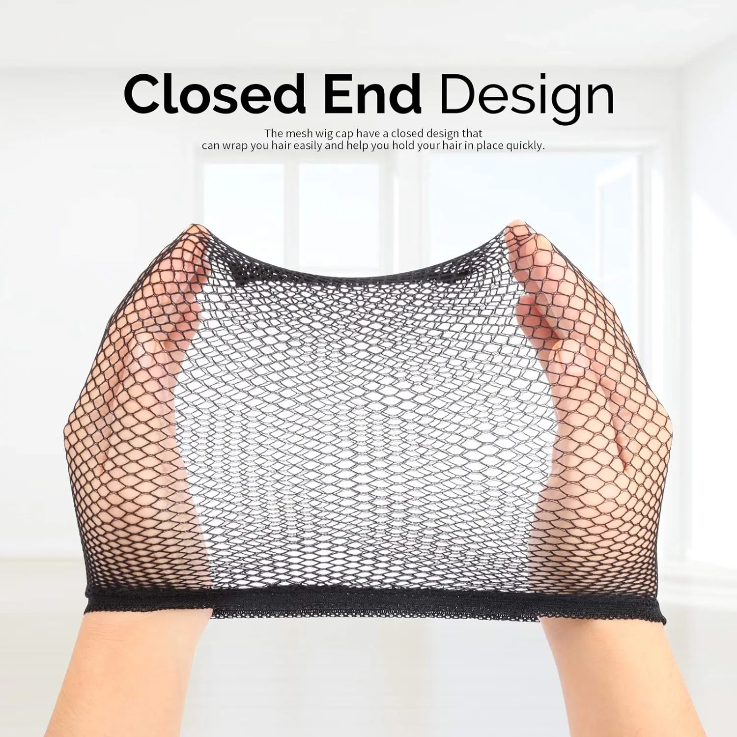 6PCS Black Closed-End Mesh Wig Caps, Breathable Stretchable Hair Net Liners for Women, Ideal for Cosplay, Halloween & Tiktokshop Spring Glowup Summer Vibes