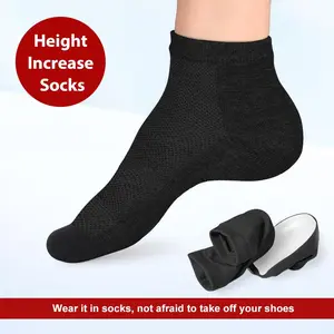 1 Pair 1.4 Inch Invisible Height Increase Silicone Socks Heel Pads Correct Arch Support Heel Pads Soles Foot Inner Shoes Black