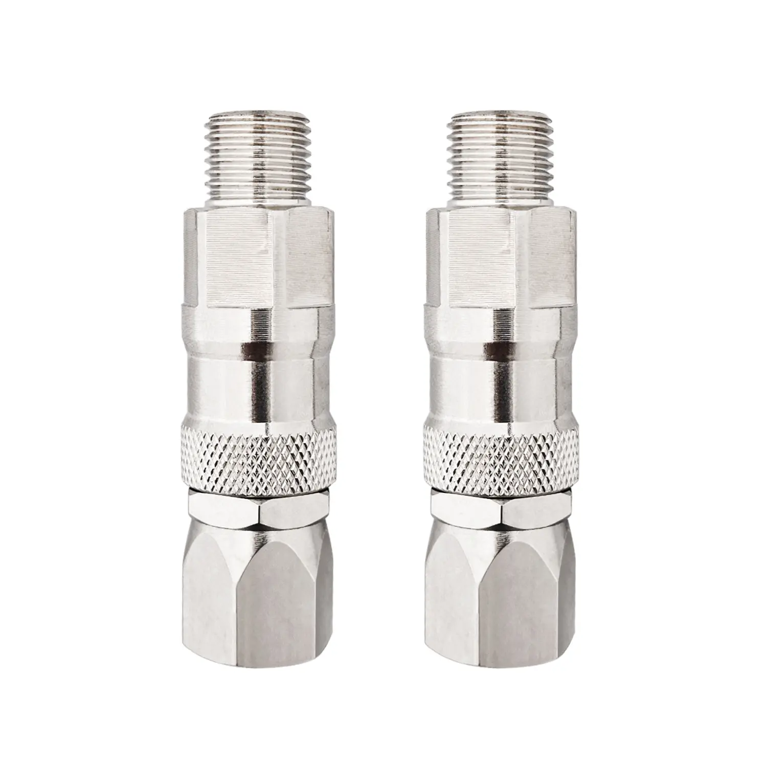 2 Piece Set, 1/4 Inch Airless Sprayer 360-Degree Swivel Joint Connector, High-Pressure Stainless Steel Rotating Adapter for Spray Gun Hose, High Pressure Capability
