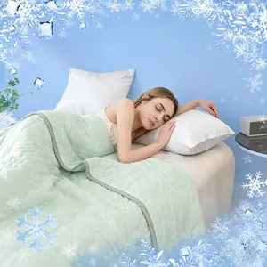 1pc Solid Color Cooling Summer Quilt | Cool-Touch Comforter for Hot Sleepers, Lightweight Breathable Air Conditioning Blanket, Soft Skin-Friendly Summer Quilt, Machine Washable Quilt, Stay Cool and Comfortable All Night