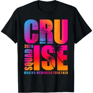 cotton Unisex Cruise Squad 2026 Tie Dye Sunset Vacation Matching Family T-Shirt