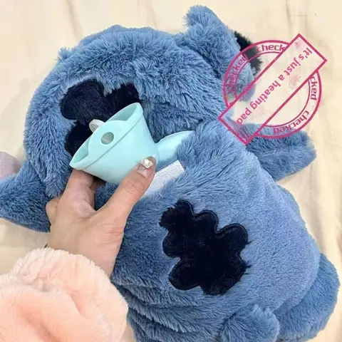 Unisex Cute Cotton Soft Plush Cartoon Animal Insulated Bottle - Thick Hand Warmer, Injection-Type Container, Pastel Blue New Year Gift, Figure-Like Keep Warm Stuffed Toy for Winter Cozy Cuddles