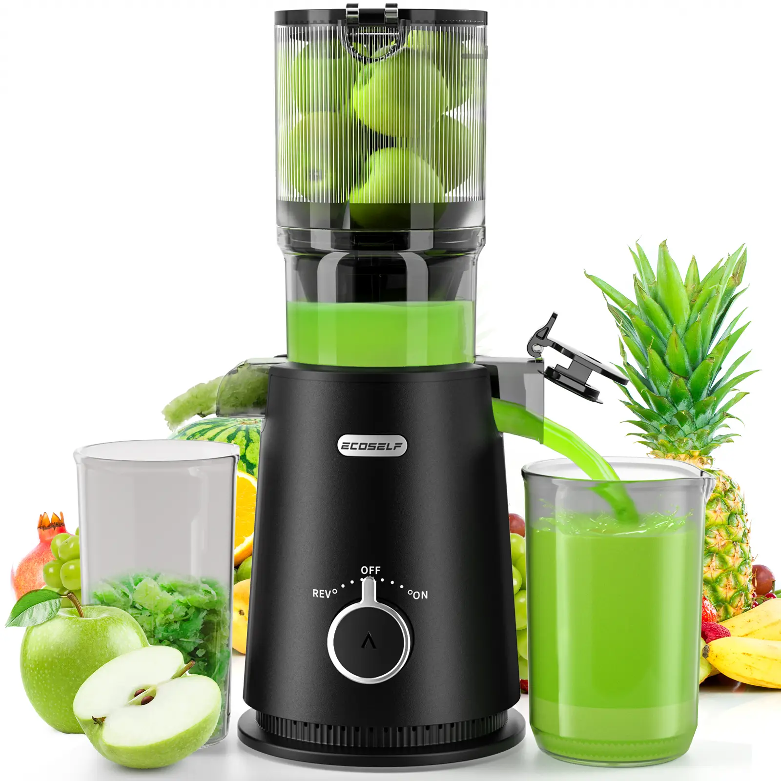 Cold Press Juicer, Whole Juicer, Juicer Machines with 4.35" Wide Mouth, Whole Fruit juicer, Juice Extractor for Vegetable and Fruit, High Juice Yield,