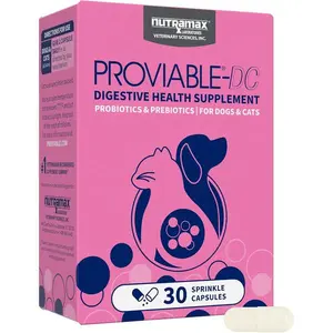 Proviable Probiotics for Dogs and Cats, Daily Digestive Health Supplement with Multiple Strains of Bacteria, Cat and Dog Probiotics Plus Prebiotics, 30 Capsules