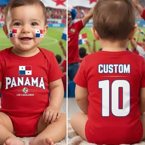 Panama Flag Baby Bodysuit | Custom Name & Number Infant Onesie NGP