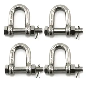 4Pcs 5/16'' 316 Stainless Steel Type D Safety Chain Shackle | Durable, Heavy Duty | for Sailing, Boating, Industrial Use, Utilities, Material Handling