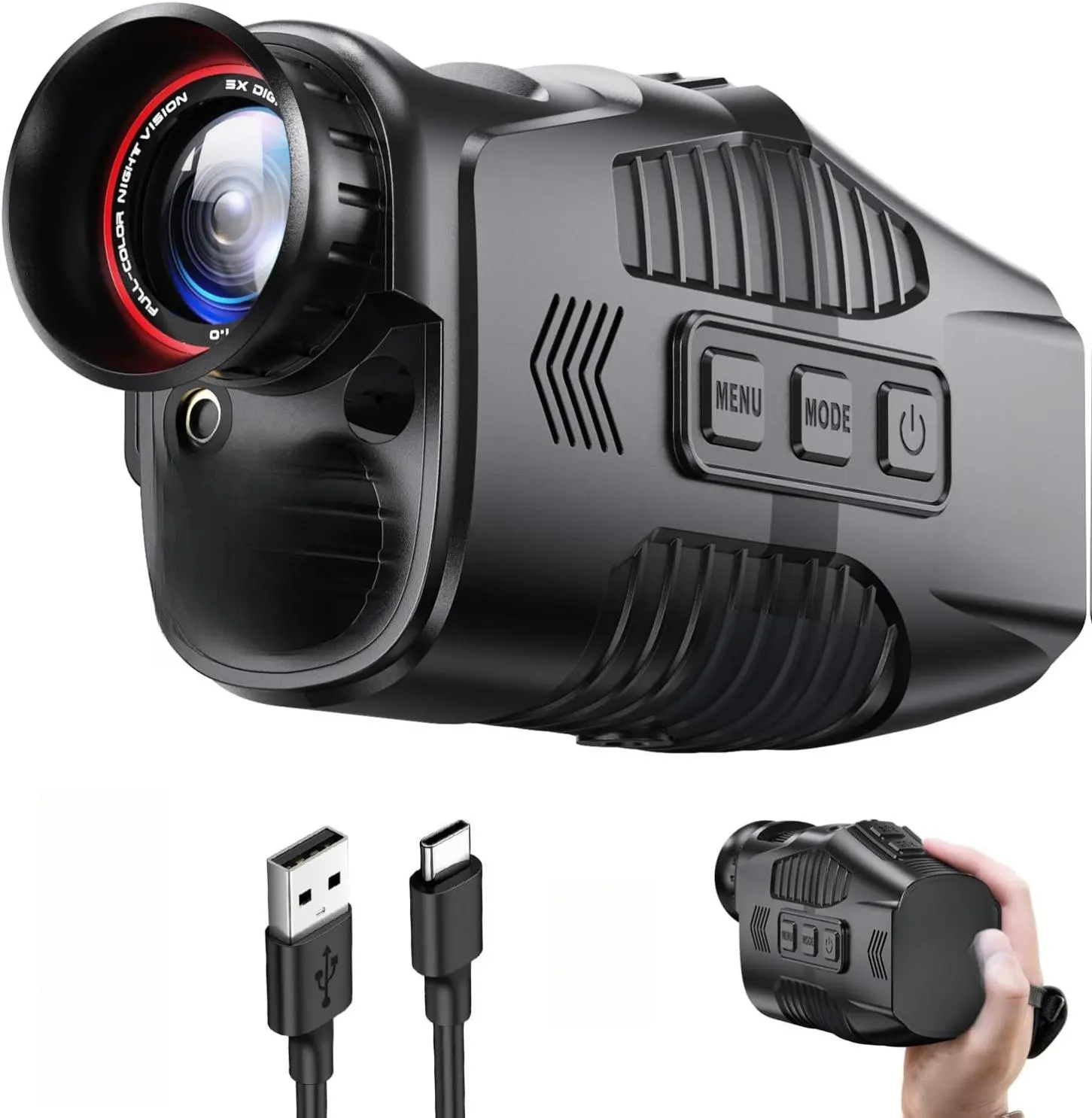 Night Vision Monocular, [2024 Upgrade] 1312FT Monocular Night Vision Goggles, HD Hunting Night Vision for Long Rang Infrared Goggles Night