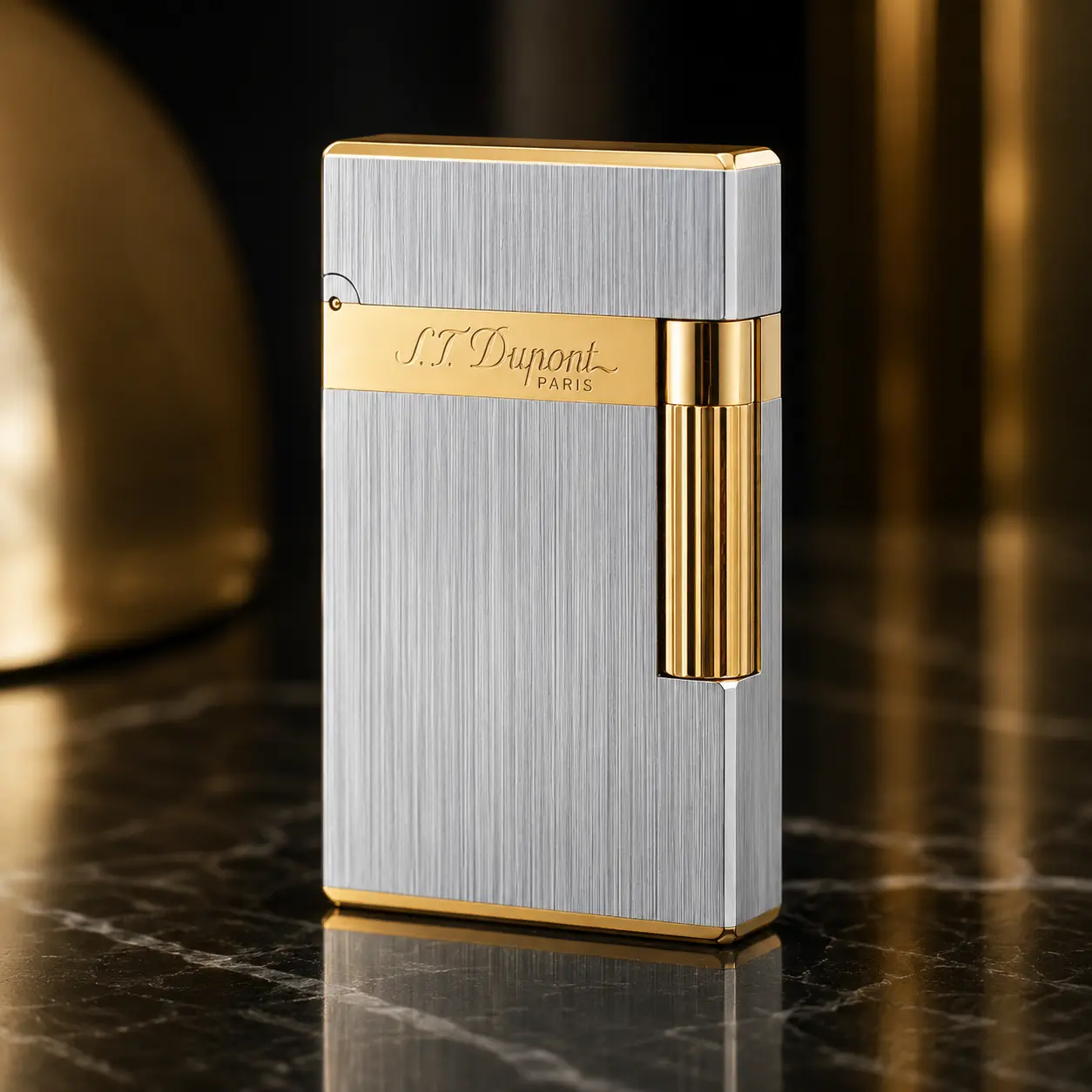 [Double Flame] DPT Silver Gold Mix Brushed vintage Lighter 140g best Ping gift for him