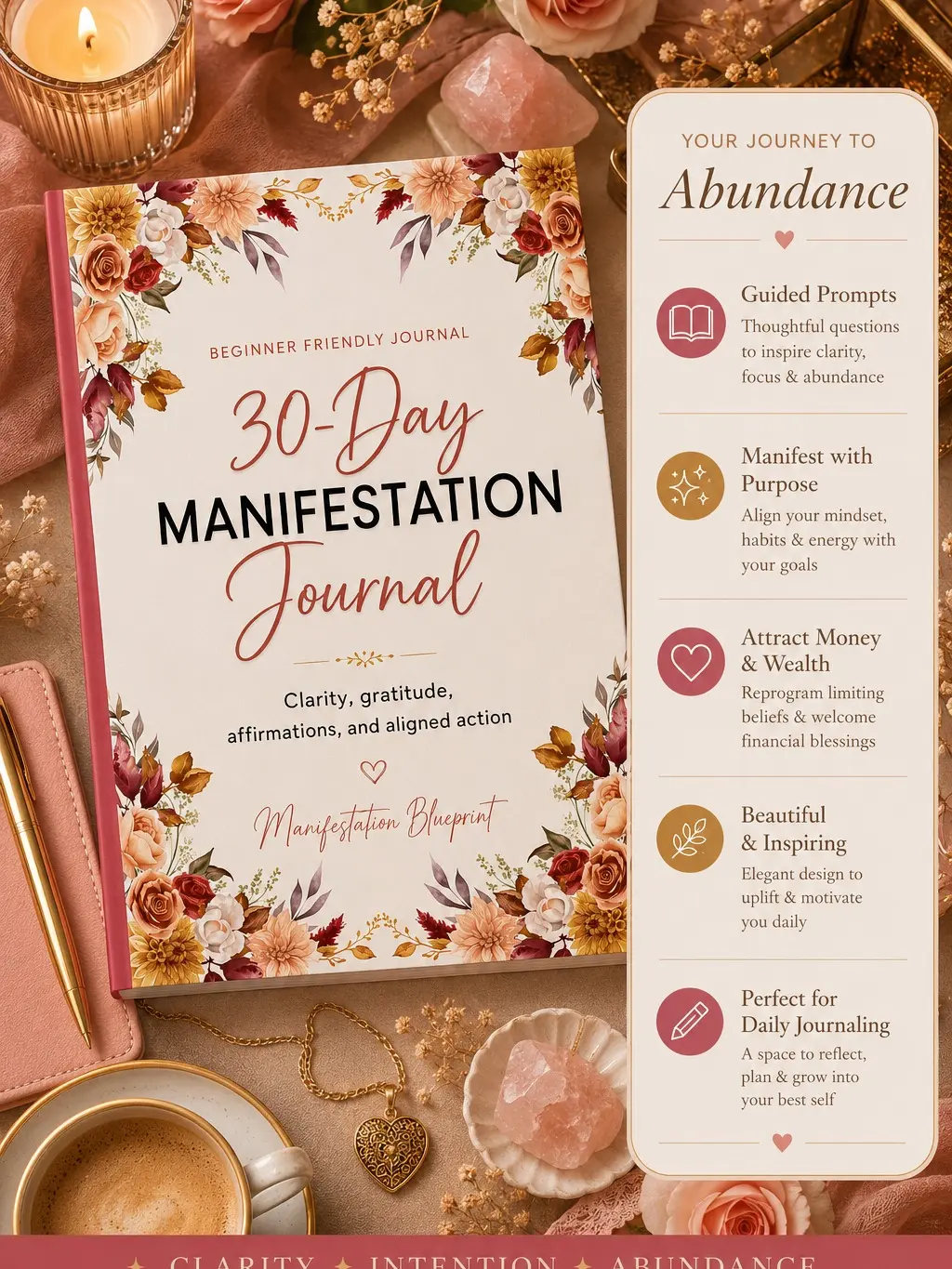 30-Day Manifestation Journal: A Simple Daily Practice for Clarity, Gratitude, and Aligned Action