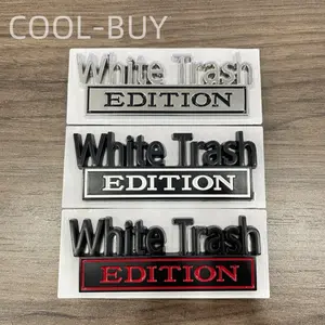 White Trash Edition Emblem Car Side Rear Front Hood Trunk Door Bumper Metal Badge 3D Decal Sticker for F-150 F250 F350 Silverdo 1500 2500 Sierra GMC Chevy Truck SUV,