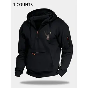 Autumn and winter thick loose hoodie, zipper design, high-quality comfortable fabric, outdoor adventure casual sportswear, sports hoodie