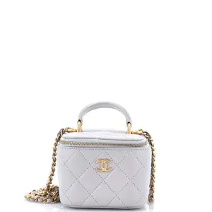 Pre-owned CHANEL material Messenger Bags Classic Top Handle Vanity Case with Chain Quilted Lambskin Mini by Rebag