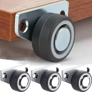 4pcs Silent Directional Casters, 1.25 Inch Rubber Drawer Wheels, Linear Side Mount Rollers, Household Furniture Hardware