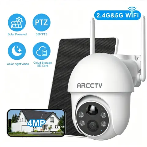 Anran 4MP Wireless Outdoor Security Camera - 2.4G&5G WiFi, Solar-Powered, 360° View, Smart Siren, Color Night Vision, Human Detection, 2-Way Talk, APP Remote, Rechargeable, Wall Mount, Local Trend Smart Home Gadgets, Tools, Adjustable with Memory Card