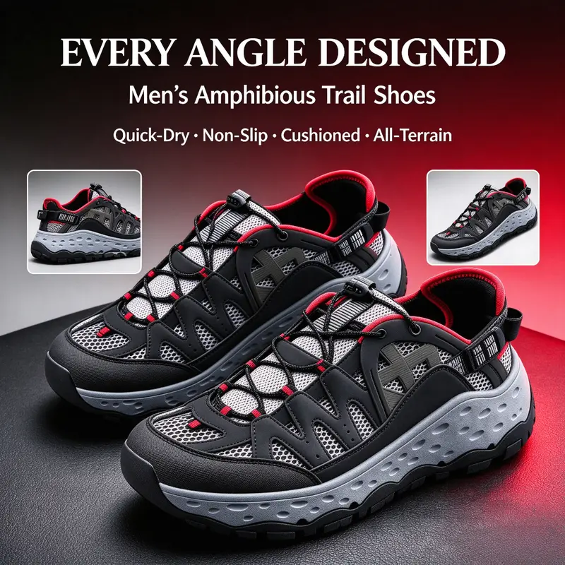 Men's Closed-Toe Hiking Sandals - Antislip, Adjustable Cross-Strap, Thick-Bottom, Quick-Dry Meshed Flat Rubber-Soled Footwear for Walking, Camping - Stylish Casual Summer New Arrival Outdoor Shoes, Antislip Men's Sandals, flip flops for men Hikingsandals