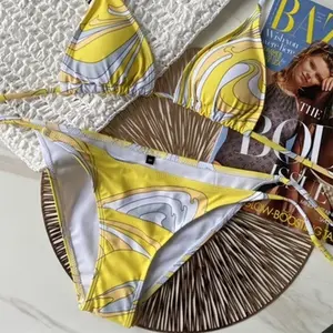 Yellow and White Bikini Womenswear Vacation Summer