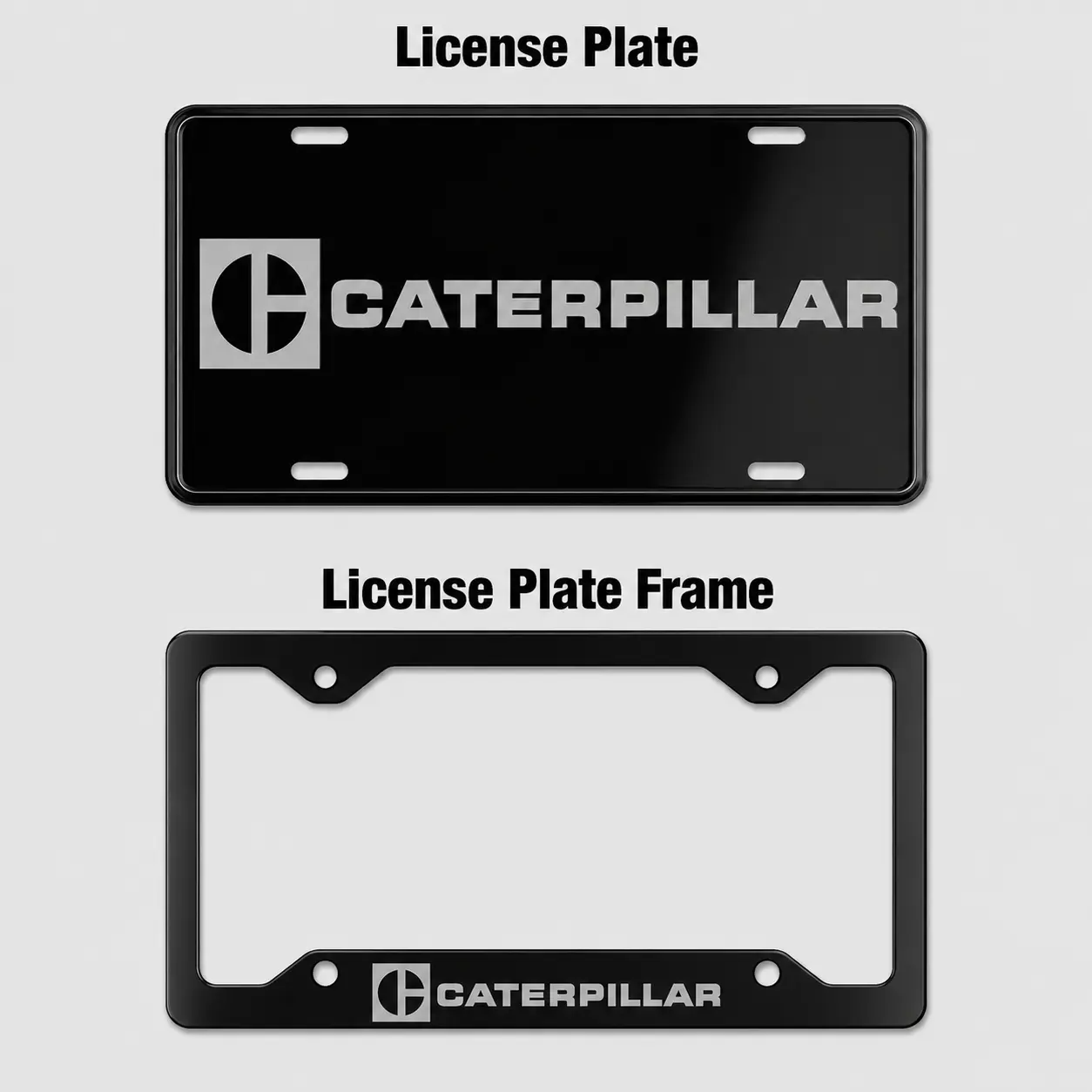 Caterpillar License Plate and Frame Set, CAT Logo Car Tag, Heavy Equipment Truck License Plate, Construction Vehicle Accessory Gift