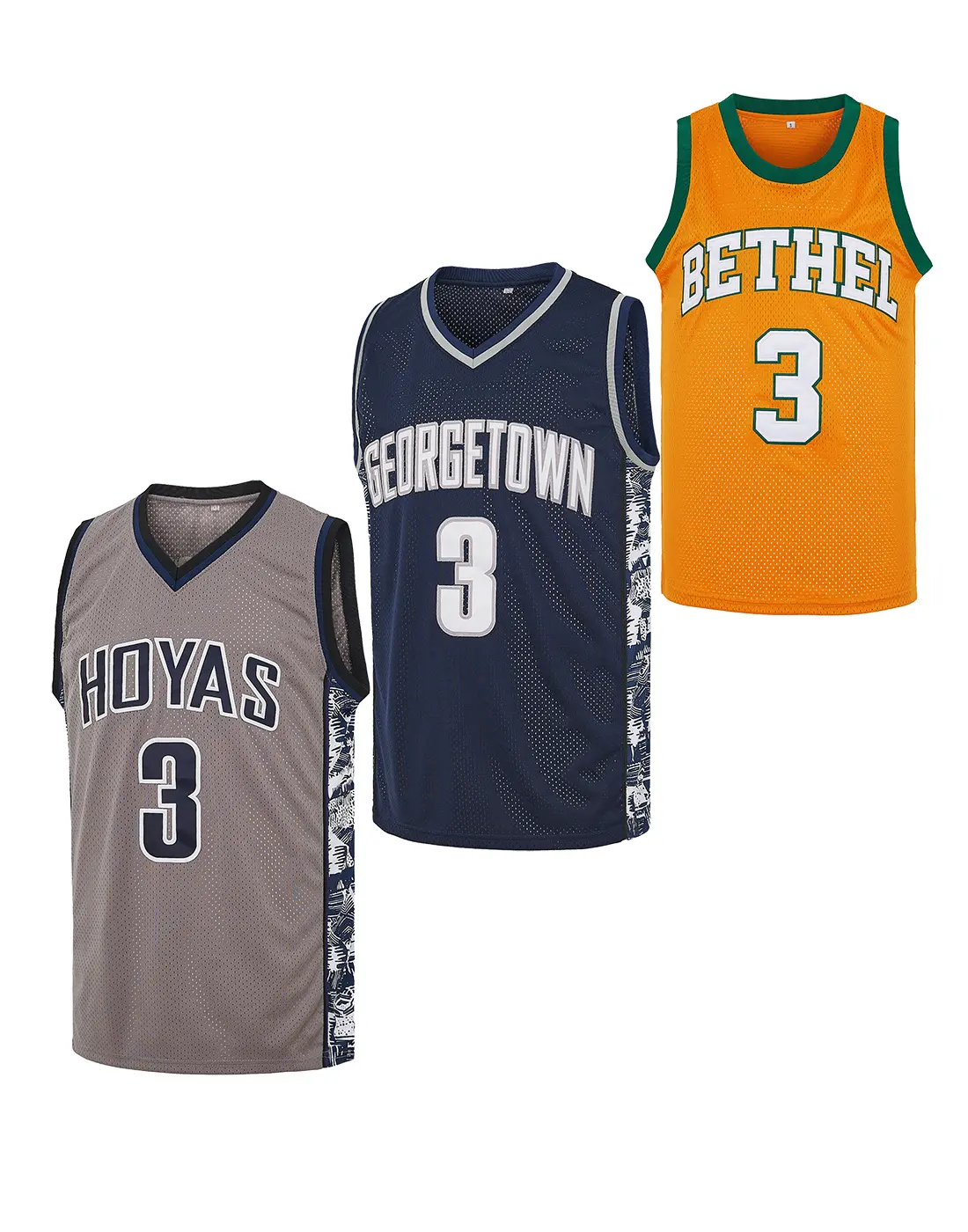 Men's Retro Iverson #3 Georgetown Stitched Basketball Jersey Shirts - Polyester, Lightweight, Breathable Athletic Wear with Logos, Multi-Size Professional Top for Sports & Outdoor Use, Jersey Shirt, Sports Style Jersey