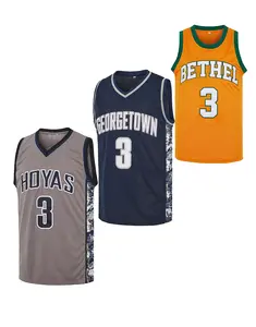 Men's Retro Iverson # 3 Georgetown Basketball Jersey Stitched breathable vest