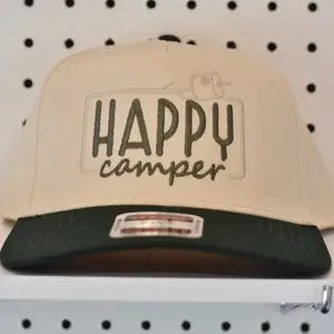 Happy Camper Trucker Hat - Premium Fabric Classic Fit Mid Profile Design for Comfortable Wear