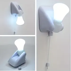 4pcs Portable White Mini String Lights, with Self-Adhesive Pull Cord Camping Wall Light, Easy to Install Self-Adhesive LED Light, Suitable for Christmas Promotion, Christmas Gift, Christmas Eve, Cabinet Light, Room Kitchen Bathroom Portable Lighting