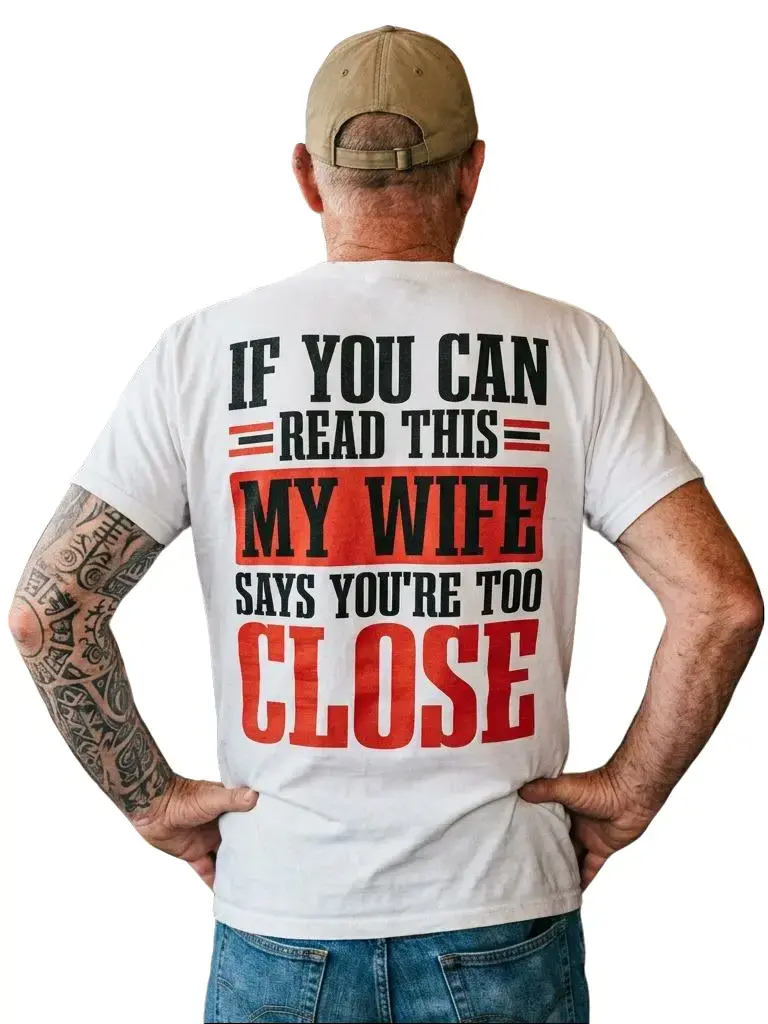 Men’s Short-Sleeve Round-Neck Funny "If You Can Read This" Graphic T-Shirt, Cotton Streetwear Sports Top for Husband, Daily Casual Menswear, Shortsleeve, Tshirt, Sporty Sports Tops