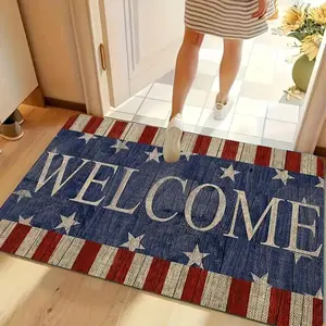 Welcome Door Mat, Patriotic Theme Mat, Strong National Pride Mat. Machine Washable Polyester, Very Suitable for Entrance, Bedroom, Kitchen, Bathroom, Terrace - Modern Home Decoration