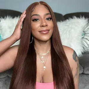 Mscoco Hair Dark Brown 100% Human Hair Wig 4# Brown Body Wave Lace Front Pre Bleached Knots Wigs Human Hair Pre Plucked with Baby Hair