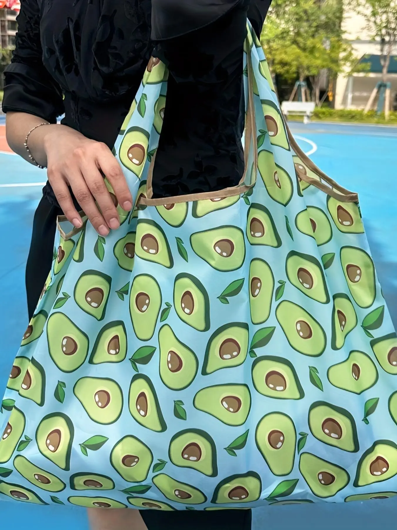 Women's Summer 2025 Casual Large Volume Tote Bag, Avocado Pattern Design Shoulder Bag for Daily Use, Large Capacity High Load-bearing Waterproof Folda