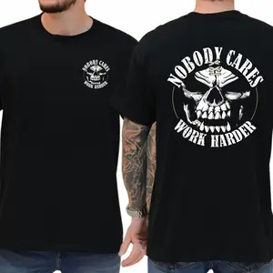 Nobody Care Work Harder Skull Cool T-shirt, Unisex Graphic Tee, Daily Menswear, Heavyweight Cotton, Men Gifts, Gift For Engineer & Worker