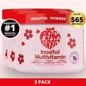 Peach Perfect Inositol Multivitamin 3 Pack Strawberry Acai - Peach Perfect Myo-Inositol, D-Chiro Inositol, Omega 3 Fitness Healthcare