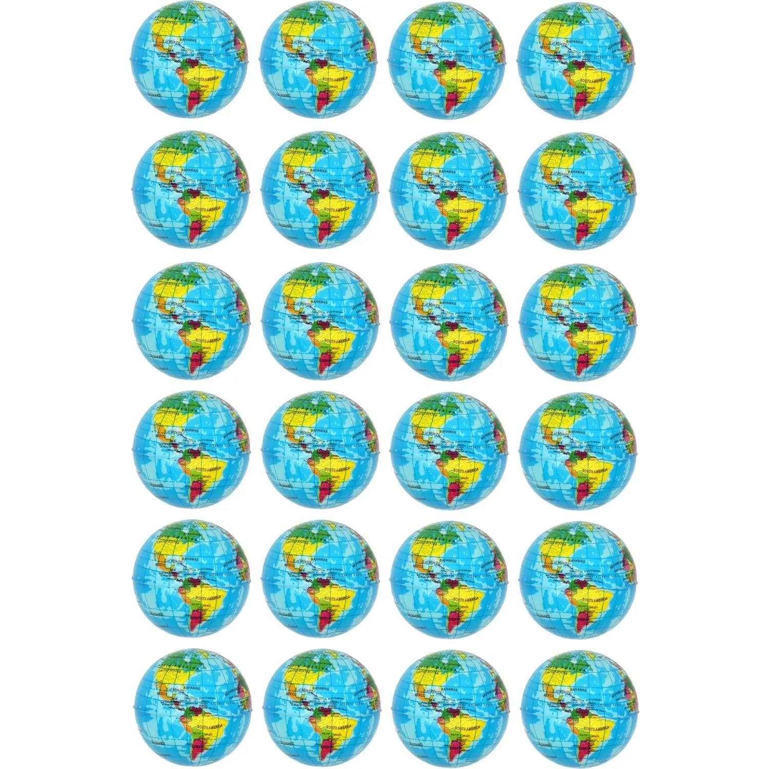 24 Pack Mini Soft Foam Earth Squeeze Balls Planet Theme | Stress Relief Bulk Party, Birthday, Classroom Favors, Rewards Toy Set for Kids (2.5”) moon  ball sensory toy anti anxiety Rainbow Emotion