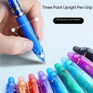 10-piece set of erasable color click ballpoint pens, 0.5mm ultra-fine tip writing, plastic material, suitable for office and school supplies, Multi Purpose Pens