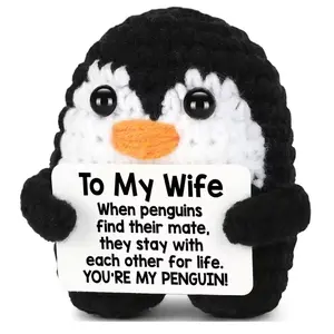 Positive Crochet Penguin - Handmade Cute Penguin Plush with 'You're My Penguin' Card - Perfect Anniversary Gift for Wife, Creative Gift for Girlfriend, Home Decor