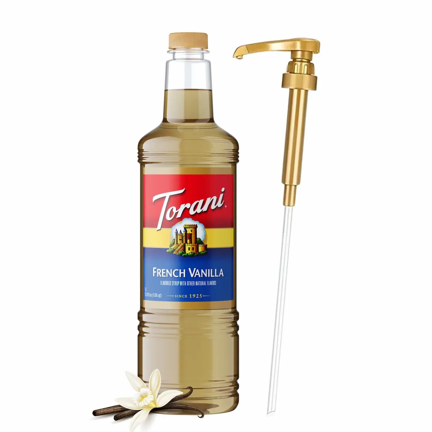 Torani French Vanilla Syrup, 1L Bottle with Pump - Natural, Sweet Vegan Beverage Syrup Torani French Vanilla Syrup, 1L Bottle with Pump - Natural, Sweet Vegan Beverage Syrup