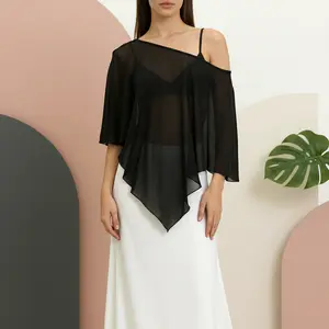 Women's Summer Sheer Solid Cover-up, Irregular Loose Fashion Clubwear for Street Party