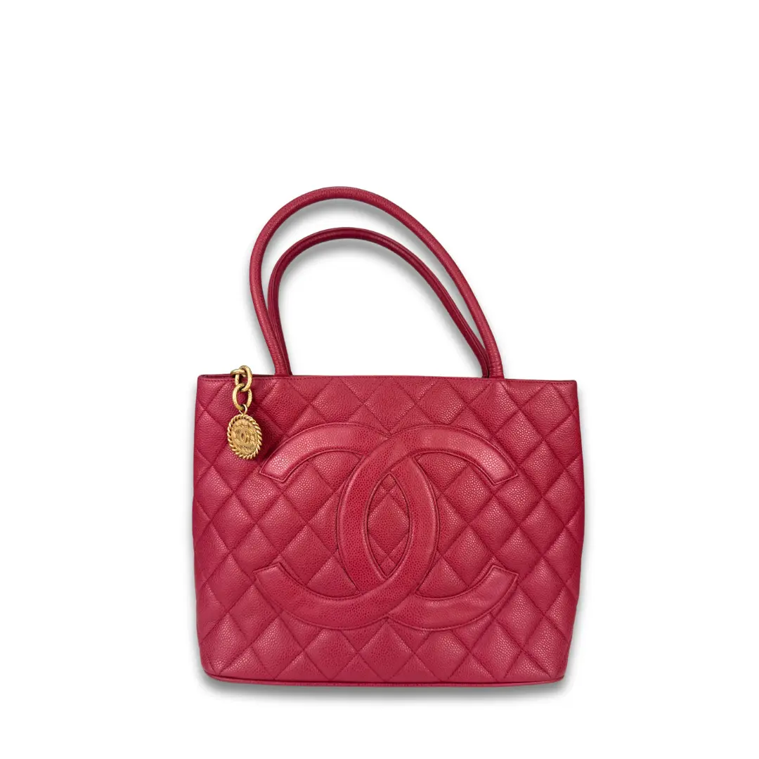 Pre-owned CHANEL Caviar Leather Shoulder Bags Pink Caviar Medallion Tote